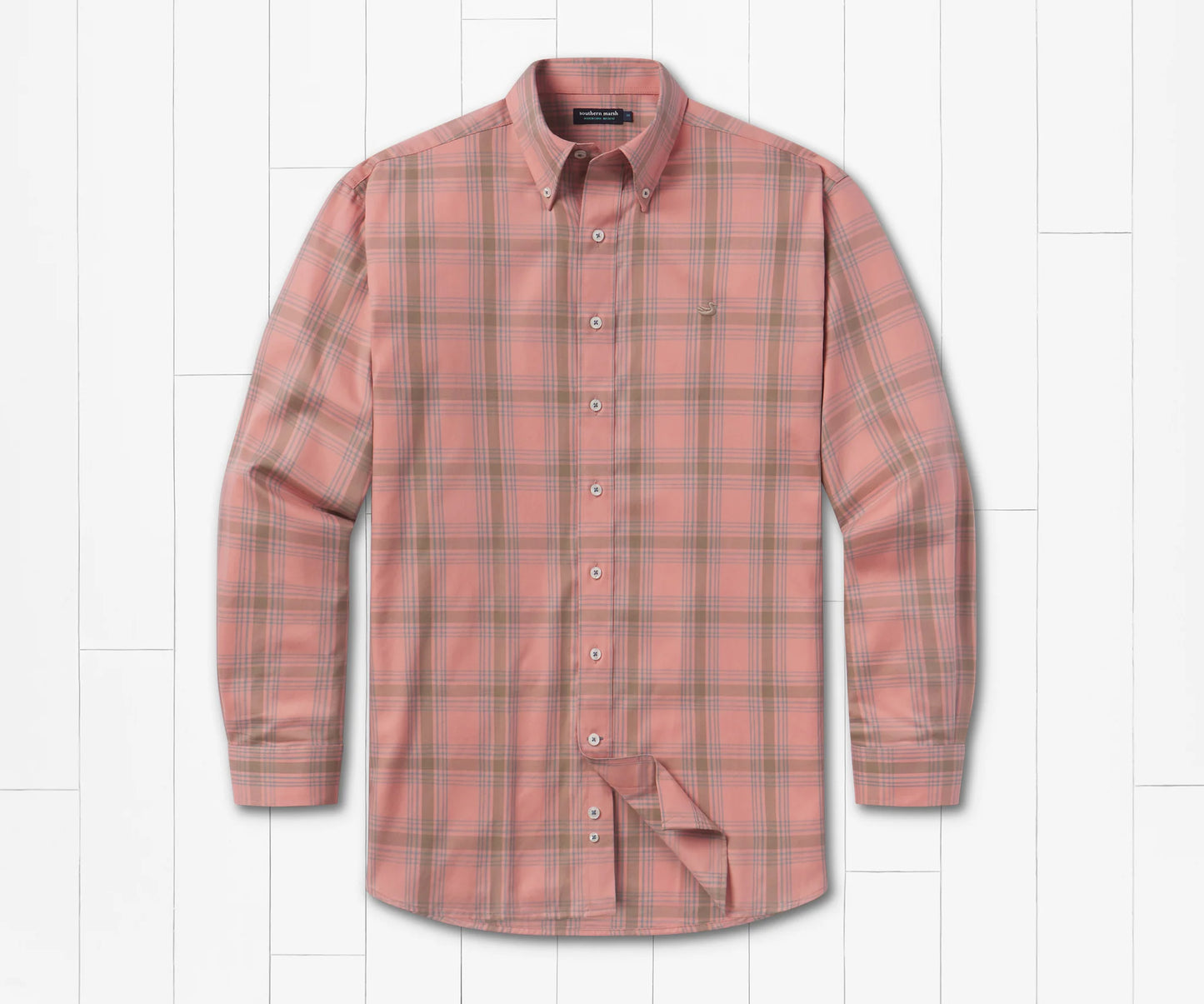 Tupelo Windowpane Dress Shirt - Washed Red/Stone