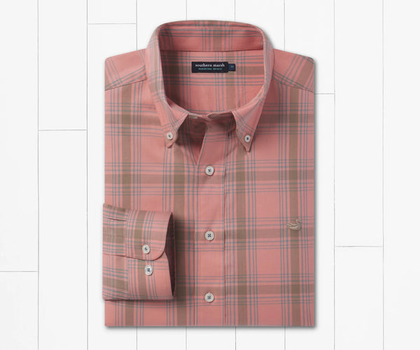 Tupelo Windowpane Dress Shirt - Washed Red/Stone