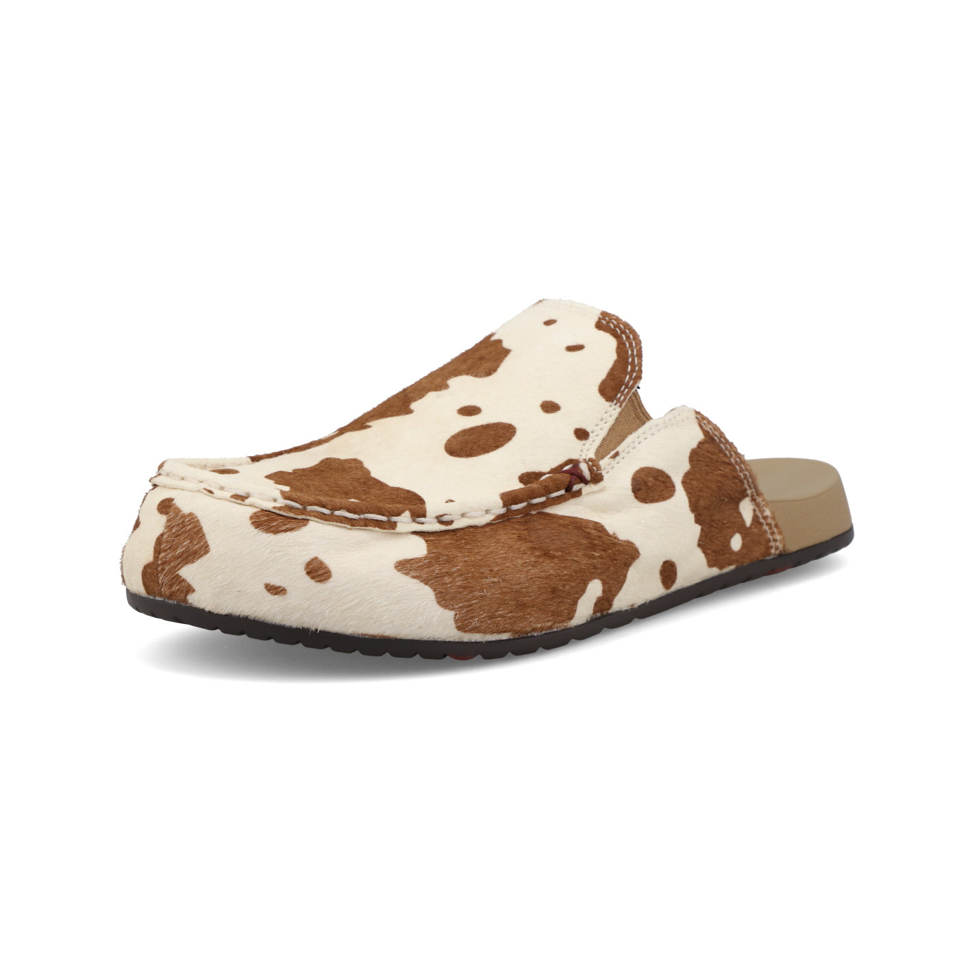 Mule Brown & White Cowhide
