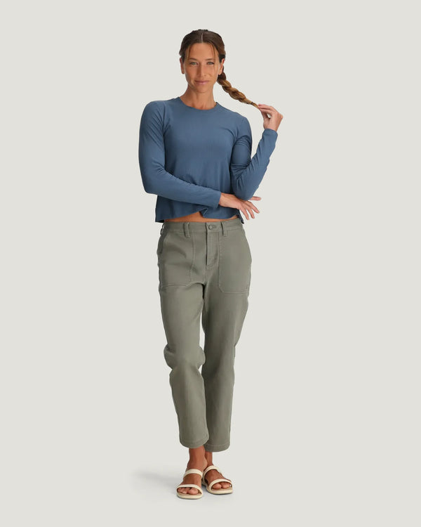 Women's Ribbed Bamboo Long Sleeve - Pacific Blue