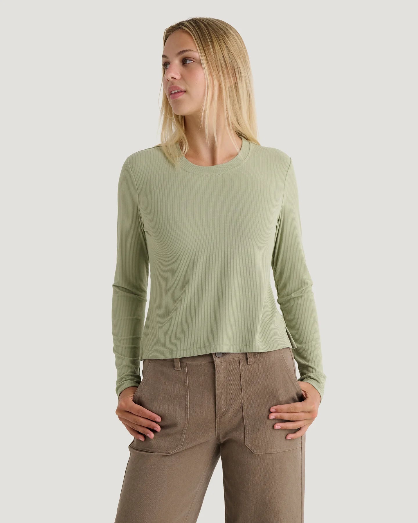 Women's Ribbed Bamboo Long Sleeve - Tea