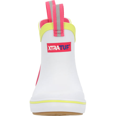 Little Kids Ankle Deck Boot - White/Multi Pink
