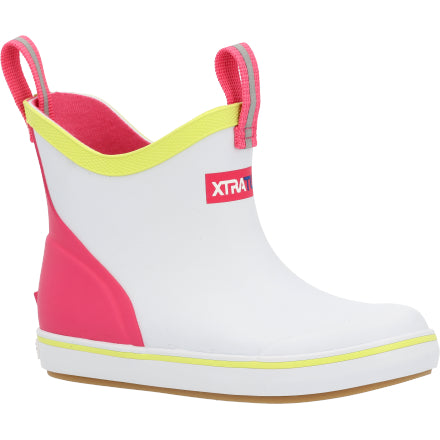 Little Kids Ankle Deck Boot - White/Multi Pink