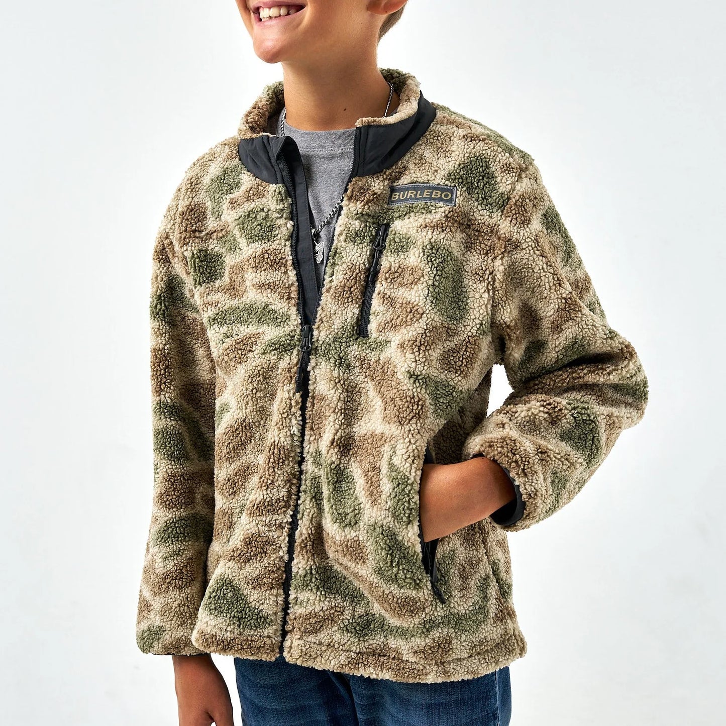 Youth Sherpa - Full Zip Jacket - Alpine Camo