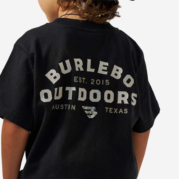 Youth Short Sleeve Tee - Burlebo Outdoors Logo - Black