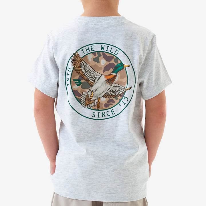 Youth SS Tee - Camo Mallard Duck - Heather Ash Grey
