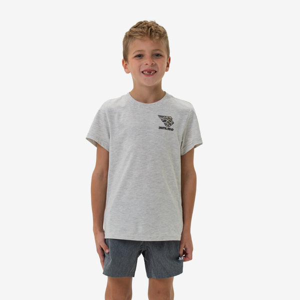 Youth Short Sleeve Tee - Flying B Classic Deer Camo Logo - Ash Grey