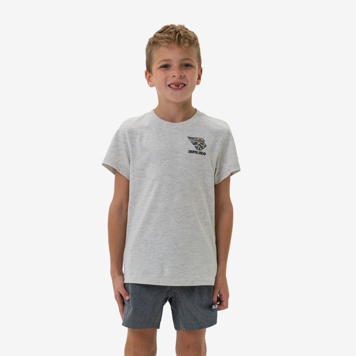 Youth Short Sleeve Tee - Flying B Classic Deer Camo Logo - Ash Grey