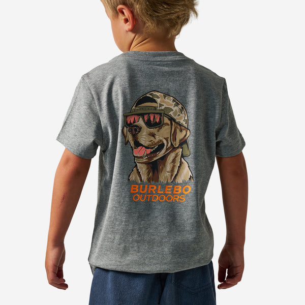 Youth Short Sleeve Tee - Mallard Camo Dog - Dark Heather Grey