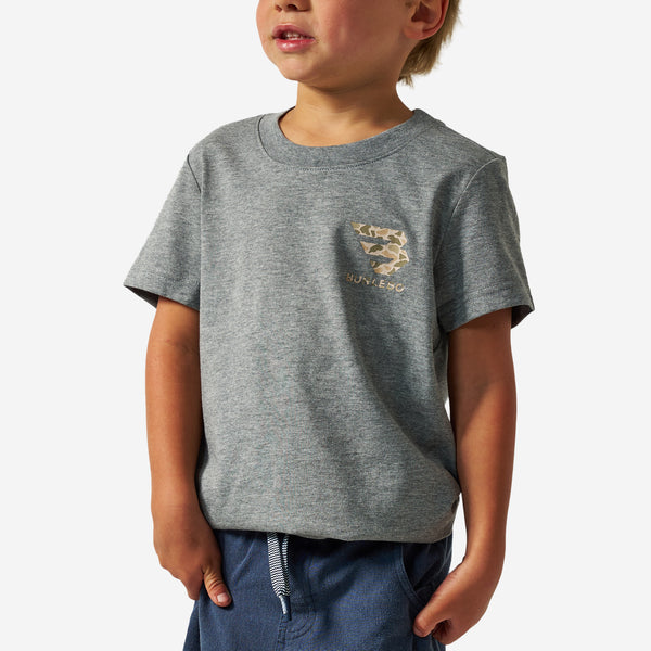 Youth Short Sleeve Tee - Mallard Camo Dog - Dark Heather Grey