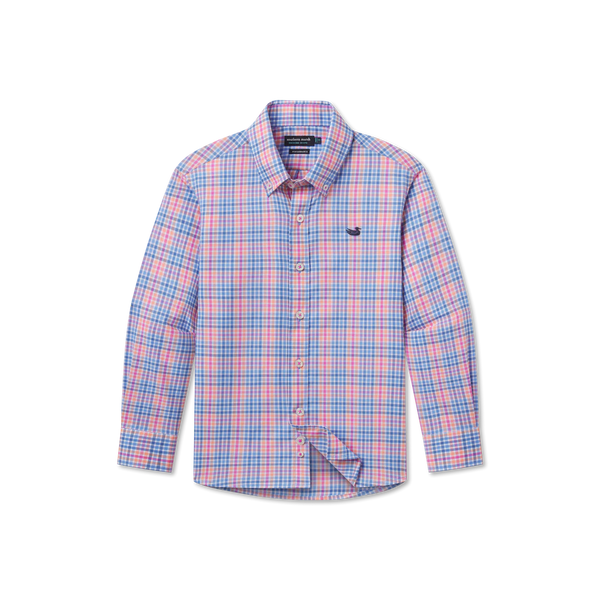 Youth Blount Performance Dress Shirt- Blue and Navy