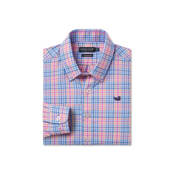 Youth Blount Performance Dress Shirt- Blue and Navy