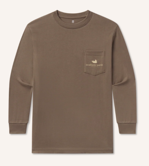 Youth Vintage Camo Duck Decoy LS Tee- Carajillo Brown