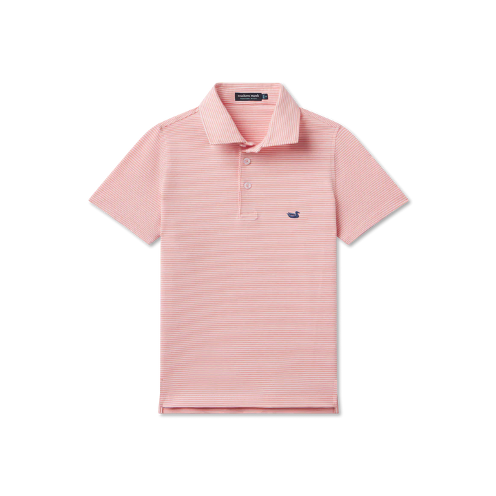 Youth Amagansett Relaxed Polo - Stripe - Coral