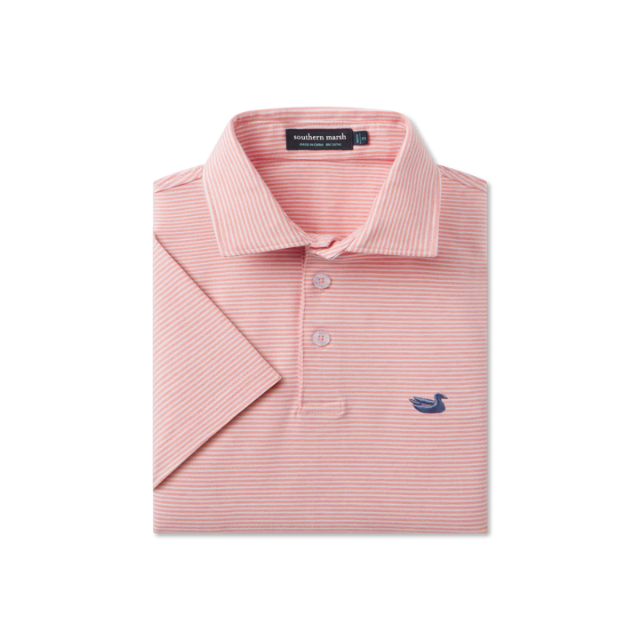 Youth Amagansett Relaxed Polo - Stripe - Coral