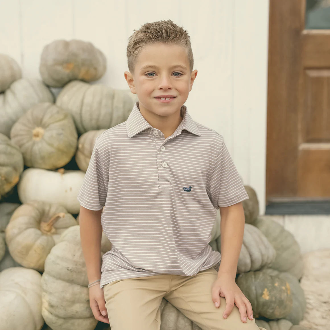 Youth Biloxi Heather Performance Polo - Taupe