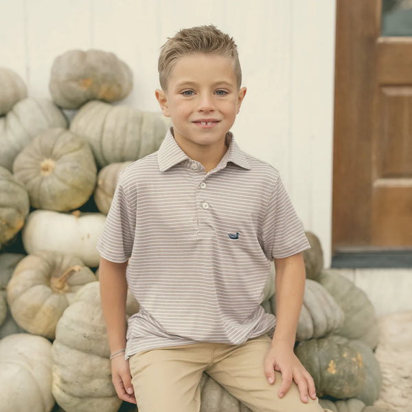 Youth Biloxi Heather Performance Polo - Taupe