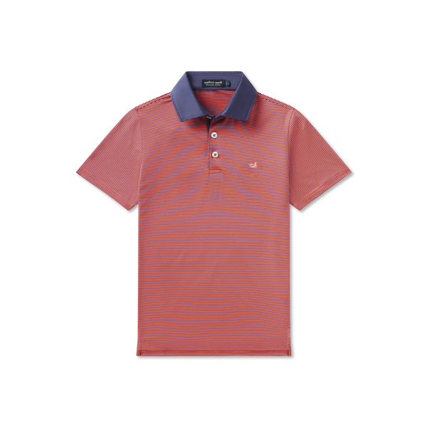 Youth Bermuda Performance Polo - Blue/Coral