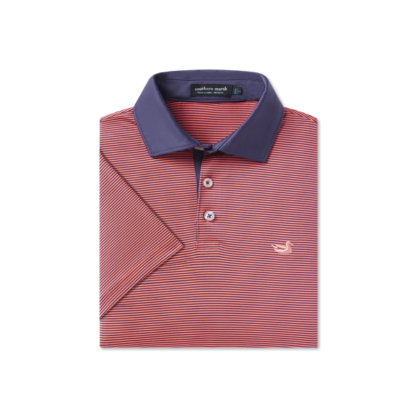 Youth Bermuda Performance Polo - Blue/Coral