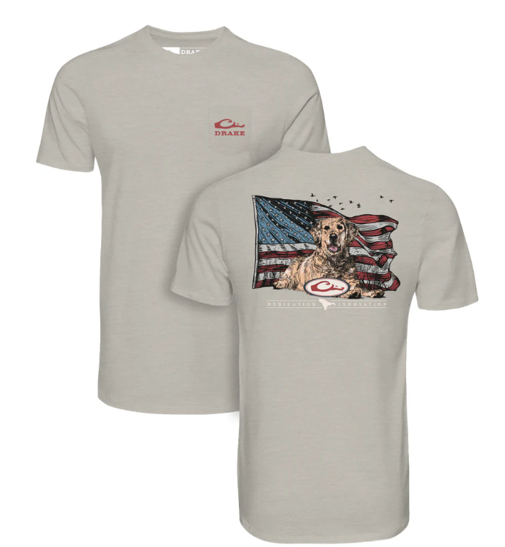 Americana Yellow Lab Tee - Cobblestone Light Heather