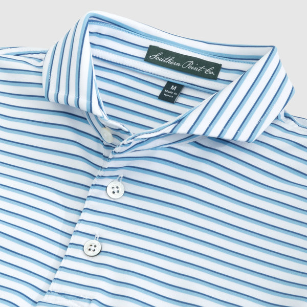 Coast Stripe Polo - Dusty Blue