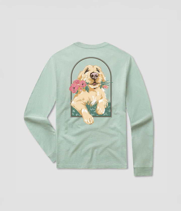 Youth Floral Fetch Tee LS - Cool Mint