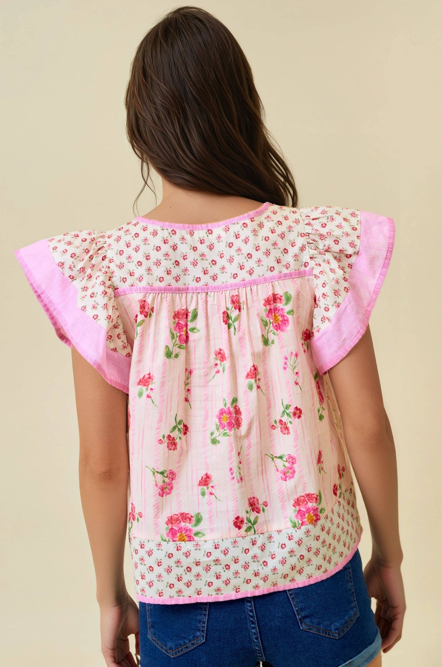 Flutter Sleeve Top - Pink