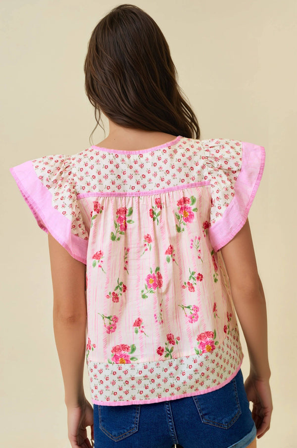 Flutter Sleeve Top - Pink