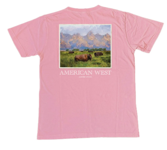 American West Short Sleeve Tee- Weathered Coral