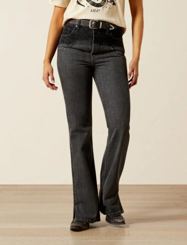 Ariat® Ladies' Faded Black UHR Cheyenne Yoke Tomboy Boot Cut Jeans