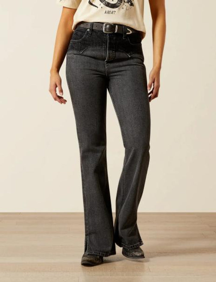 Ariat® Ladies' Faded Black UHR Cheyenne Yoke Tomboy Boot Cut Jeans