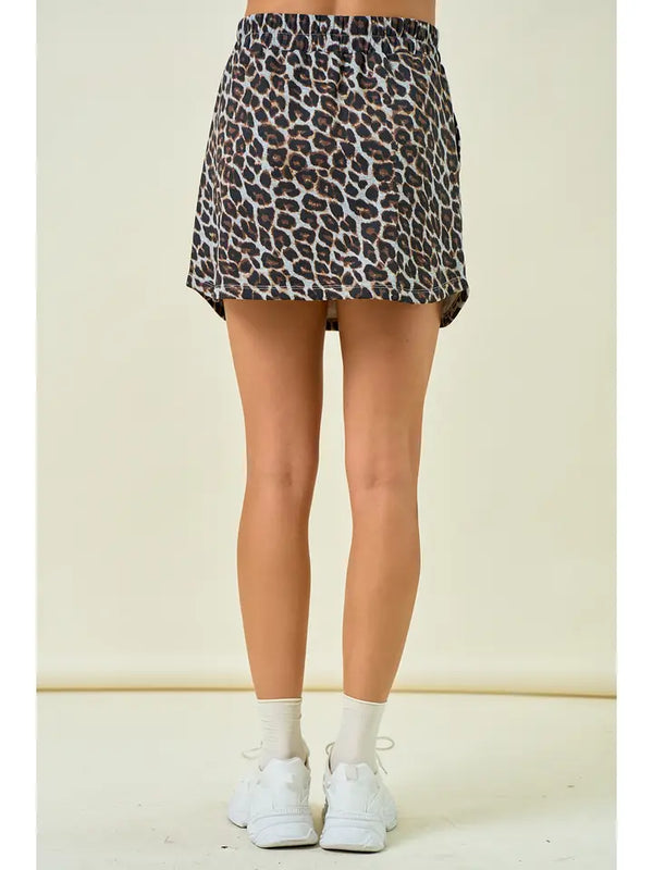 Leopard Terry Mini Skirt