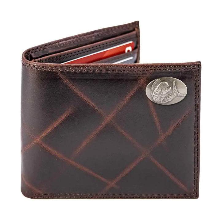 Wrinkle Leather Bifold Wallet - Dolphin Concho
