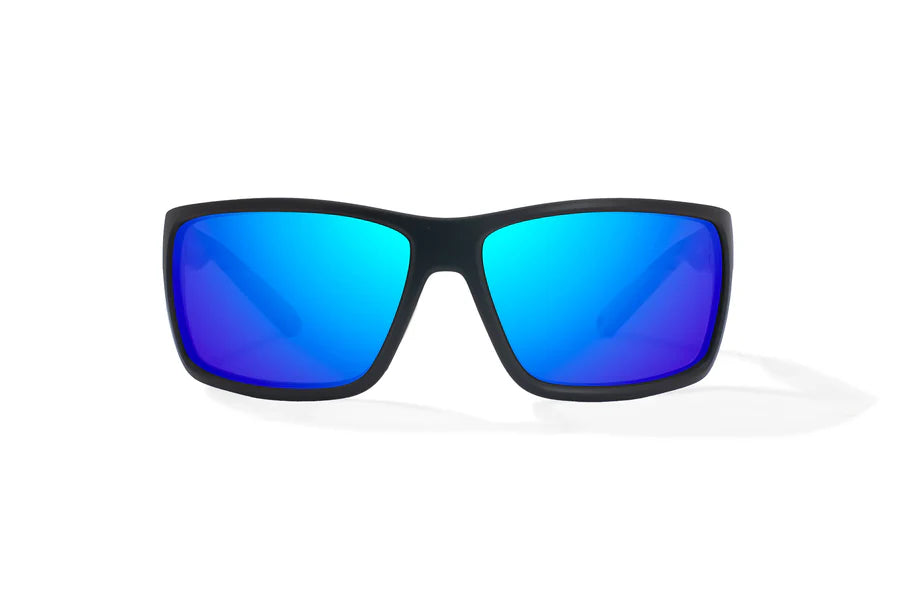Bales Beach Matte Black with Blue Mirror Glass Lenses