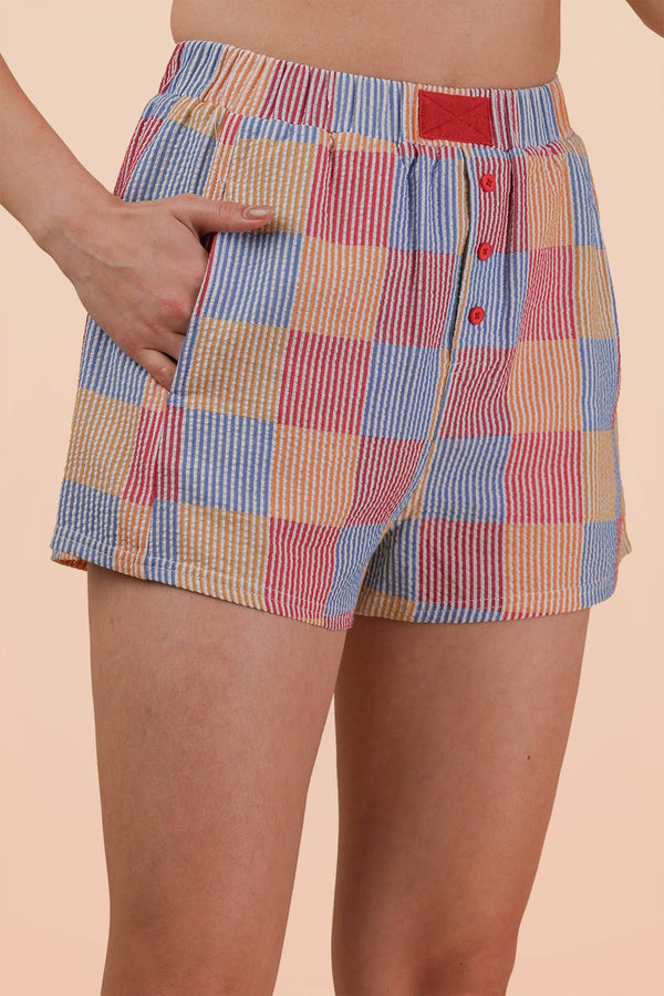 Striped & Checker Boxer Shorts: Red Mix