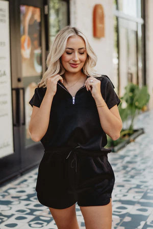 Half Zip Scuba Set - Black