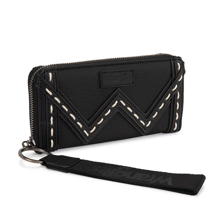 Wrangler Western Chevron Contrast Stitch RFID Wallet - Black