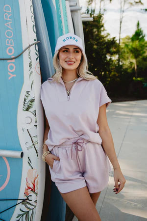 Half Zip Scuba Set - Blush