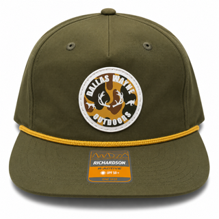 Outdoors PVC Circle Patch Hat - Old School Camo - Loden & Amber