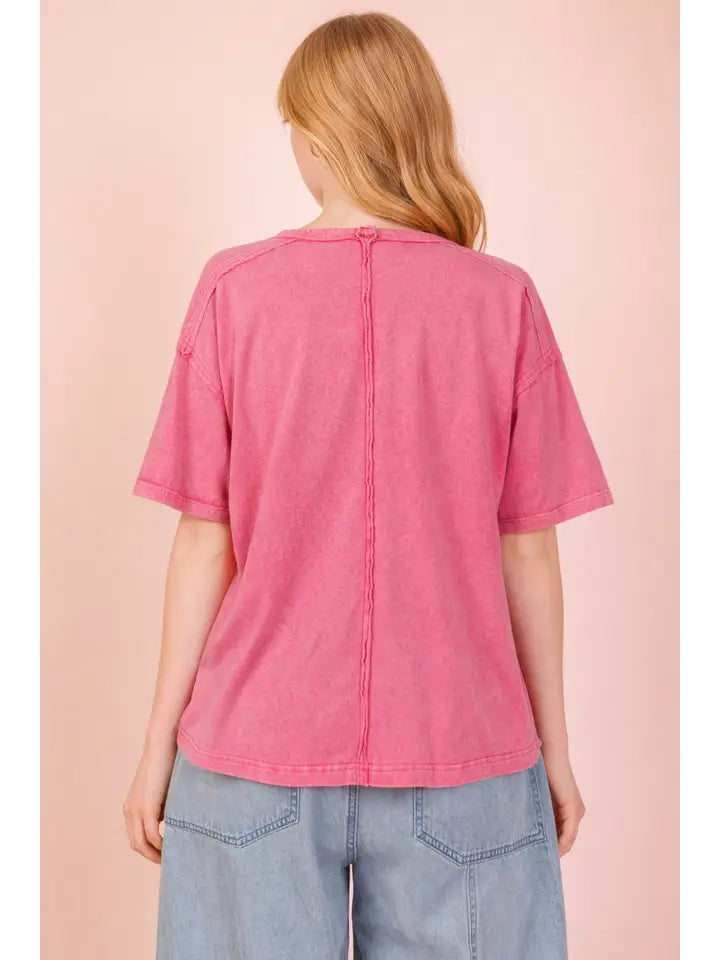 Mineral Washed Pocket Tee - Pink