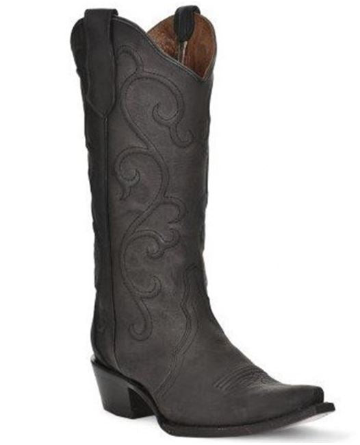 Ladies Black Embroidery Snip Toe Boot