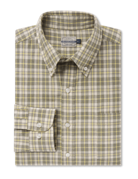 Bandera Washed Plaid Dress Shirt- Sage & Dark Olive