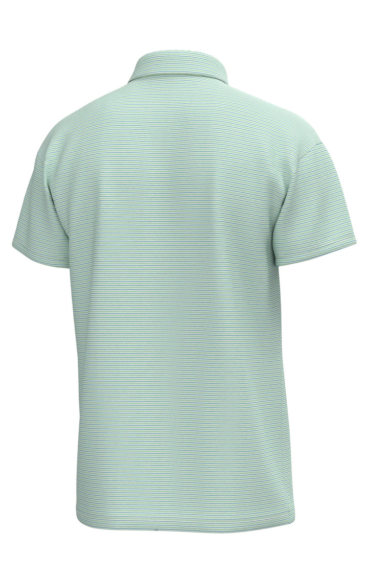Charles 4-Button Pique Polo - Spring Green Stripe