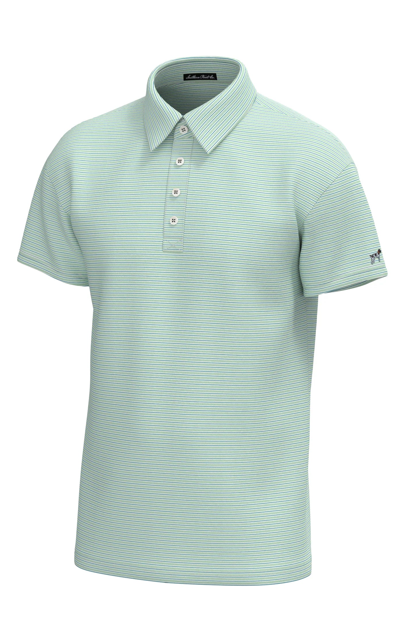 Charles 4-Button Pique Polo - Spring Green Stripe