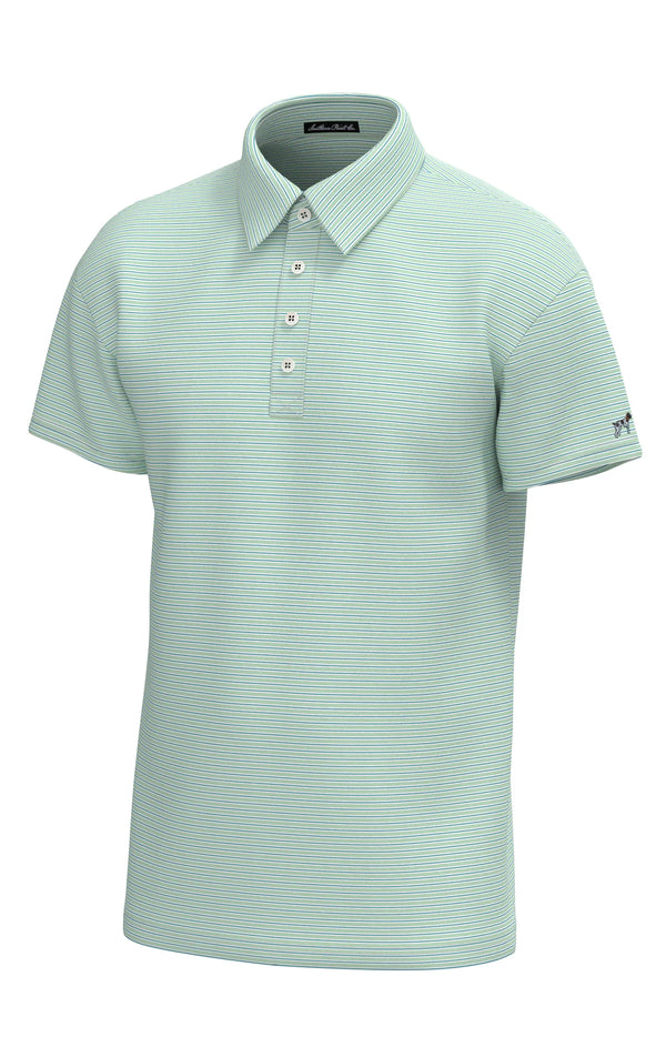 Charles 4-Button Pique Polo - Spring Green Stripe