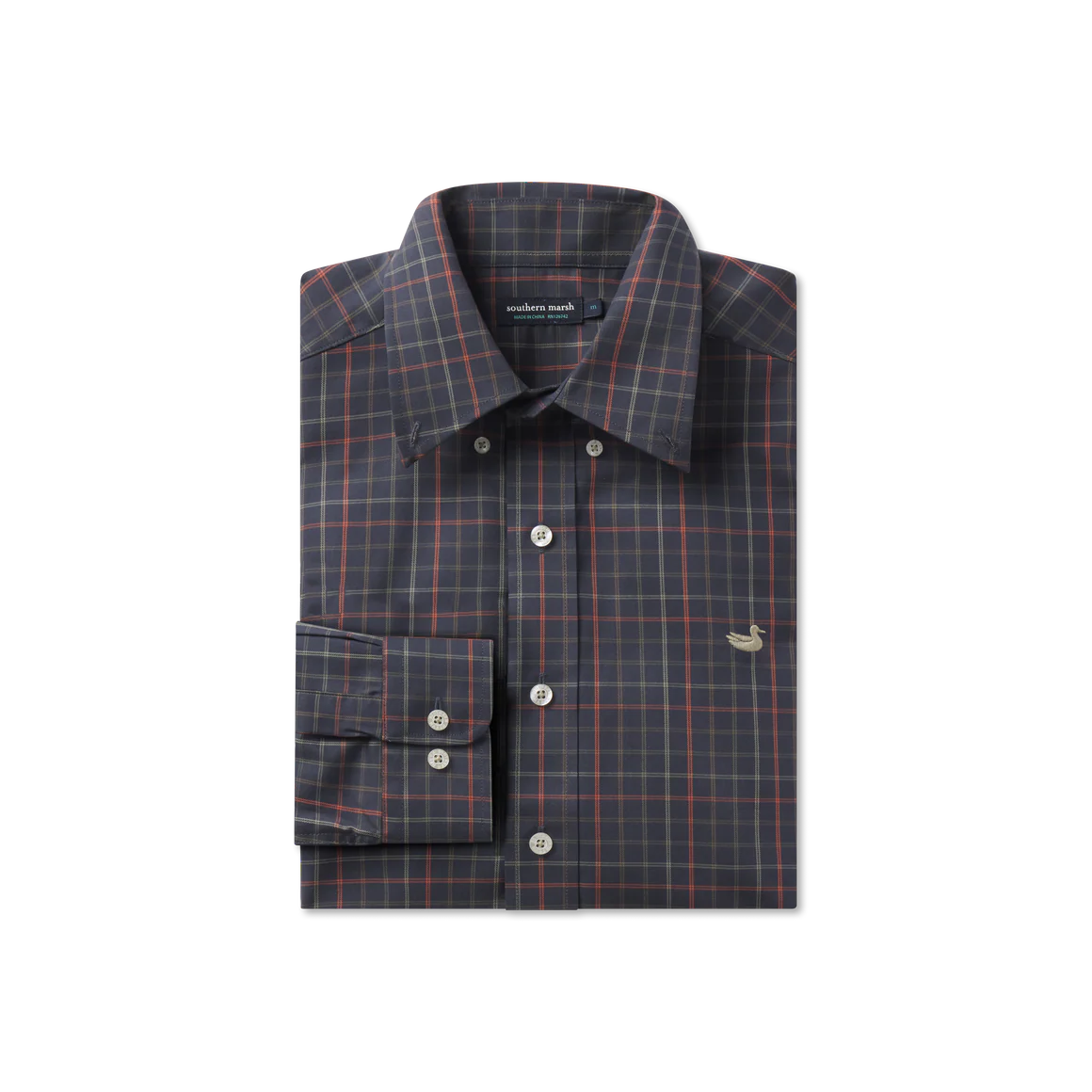 Chateau Windowpane Dress Shirt- Navy & Dark Olive