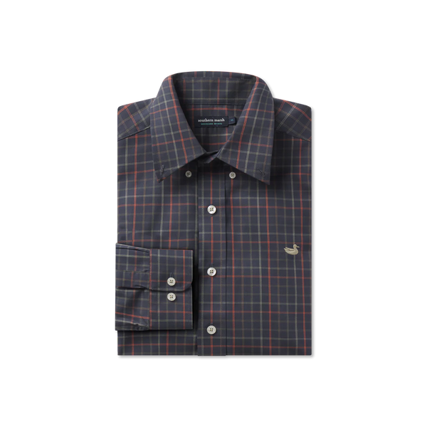 Chateau Windowpane Dress Shirt- Navy & Dark Olive