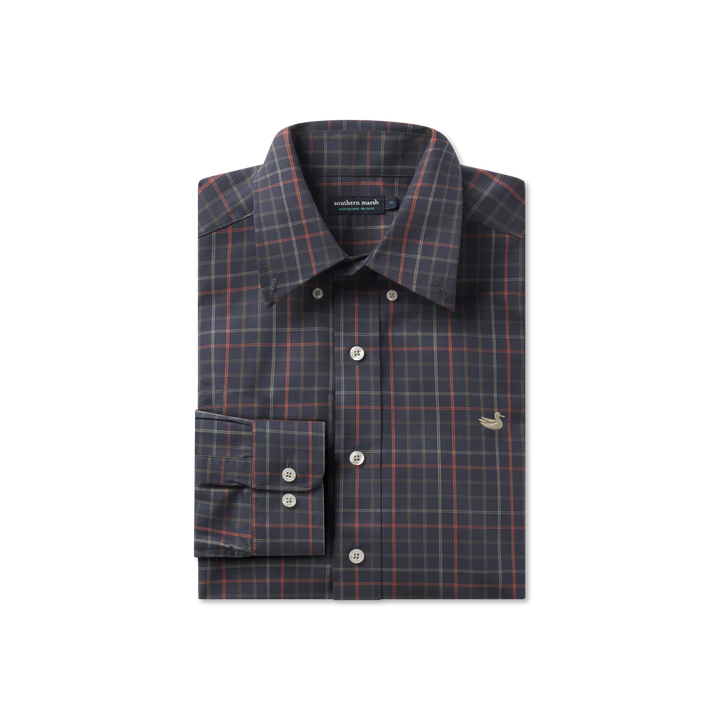 Chateau Windowpane Dress Shirt- Navy & Dark Olive