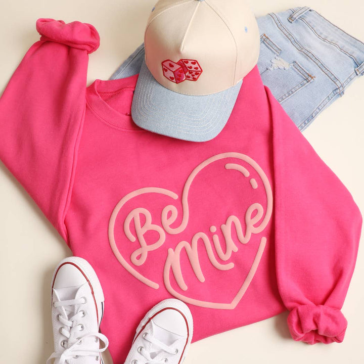Be Mine Puff Sweater - Heliconia