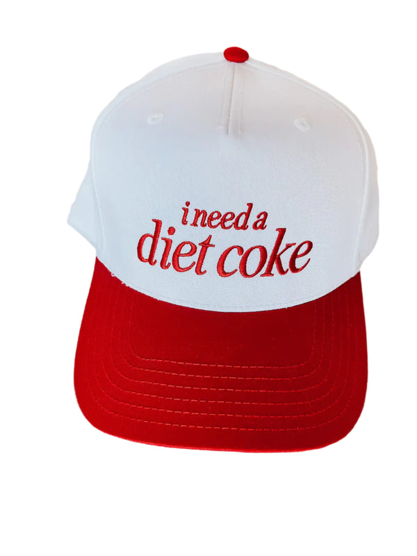 I Need a Diet Coke Embroidered Trucker Hat - Red and White